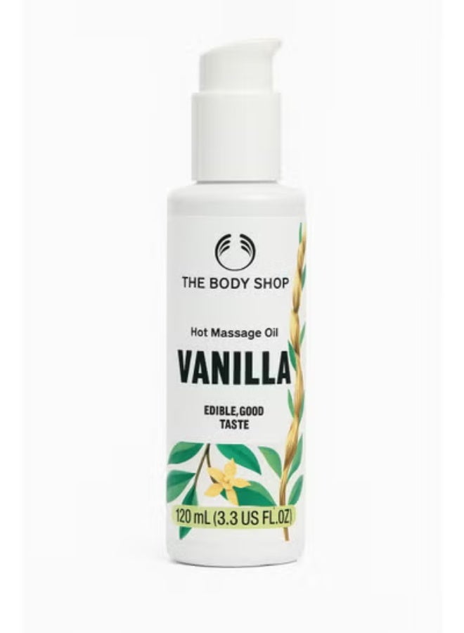 The Body Shop Vanilla Edible Massage Oil - 120ml | Naturally Formulated Hot Massage Oil - Sweet Vanilla Flavor and a Warming Body Touch - Image 1